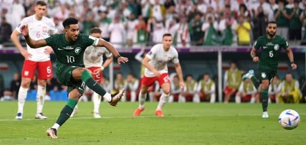 ركلة جزاء سالم الدوسري ضد بولندا كاس العالم قطر