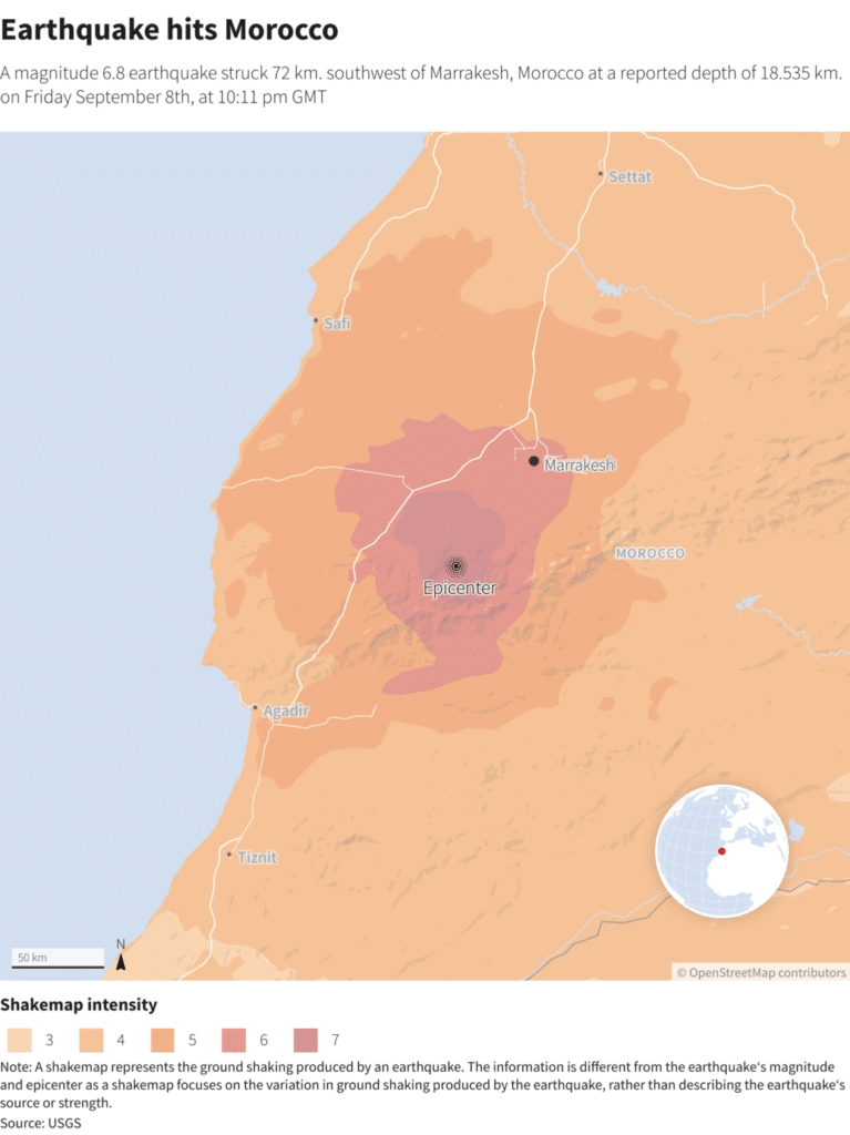 زلزال اقليم الحوز في المغرب 2023